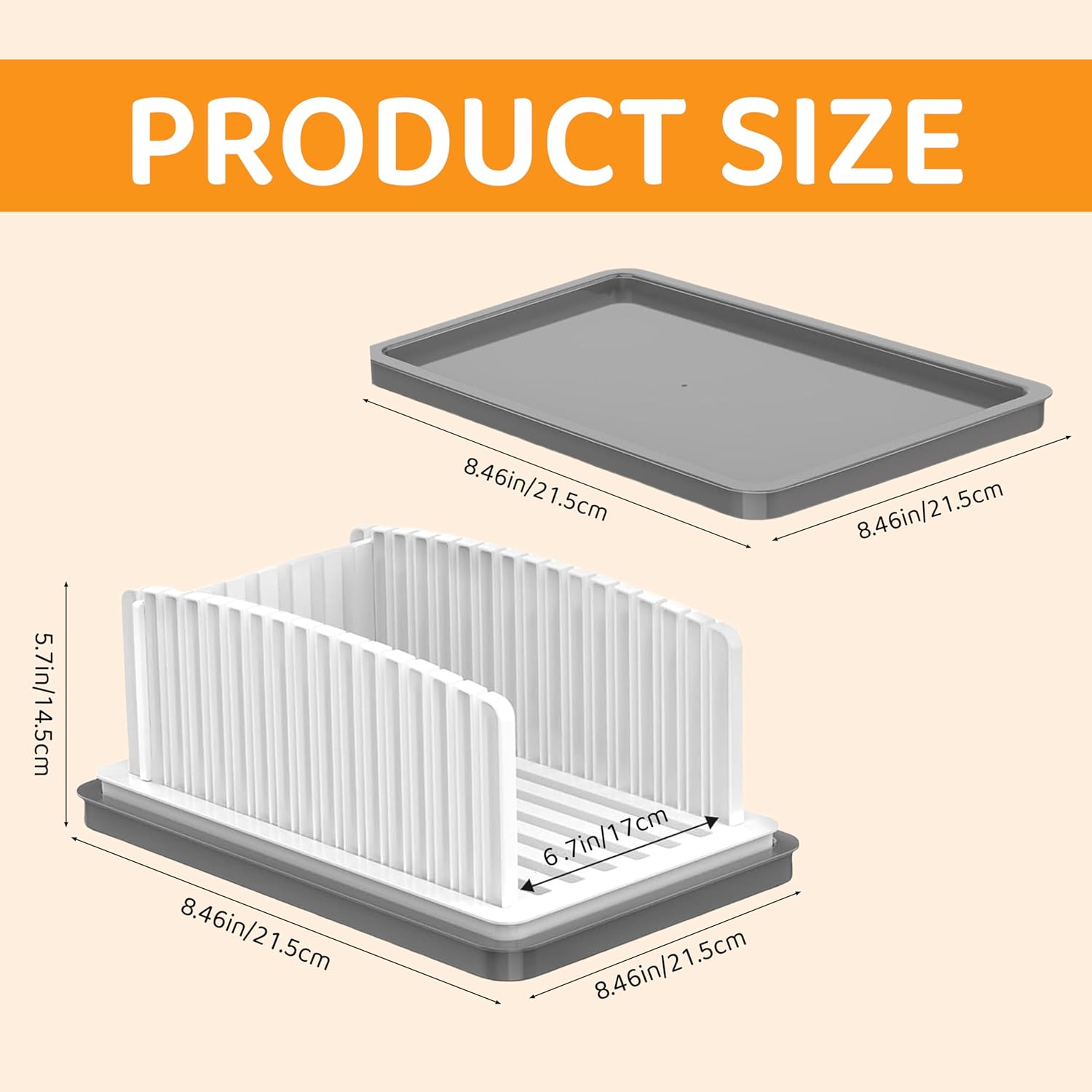 Upgraded Bread Slicer for Toast & Cheese - Adjustable Width Guide, Foldable & Compact, Grey Tray Base, Crumb Tray, Slice Homemade Bread Loaves