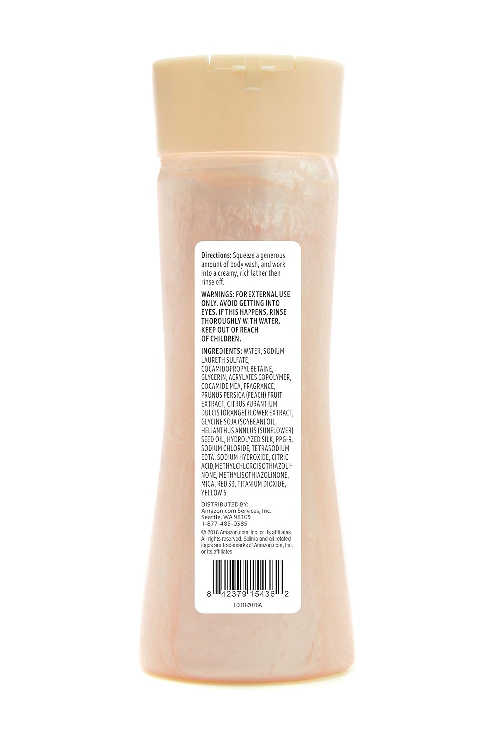  Brand - Solimo Silky Smooth Body Wash, Peach and Orange Blossom Scent, 18 fl oz : Beauty & Personal Care