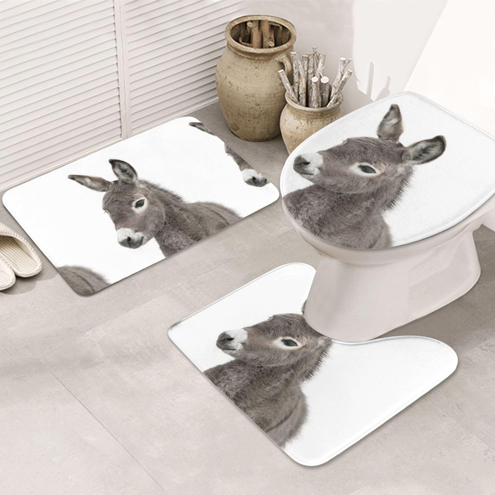 Tapis de bain 3 pièces lavable absorbant et tapis de sol salle de bain bébé âne