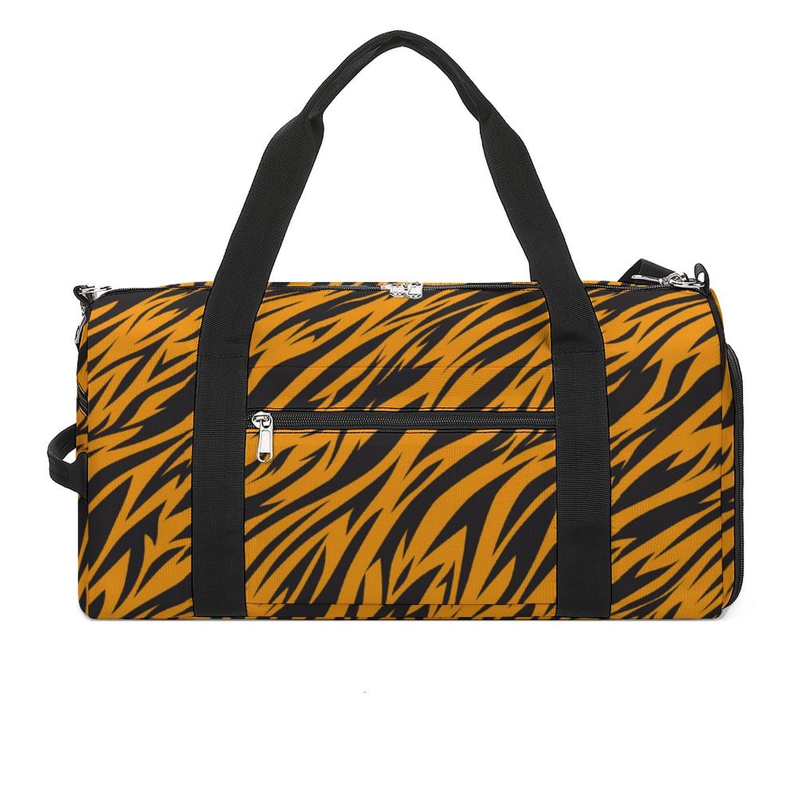 NELife Victorian Gothic Black Skull Sport Gym Duffle Travel Bag with Shoe Compartment,Wet Pocket for Men And Women, Tiger Pattern, One Size