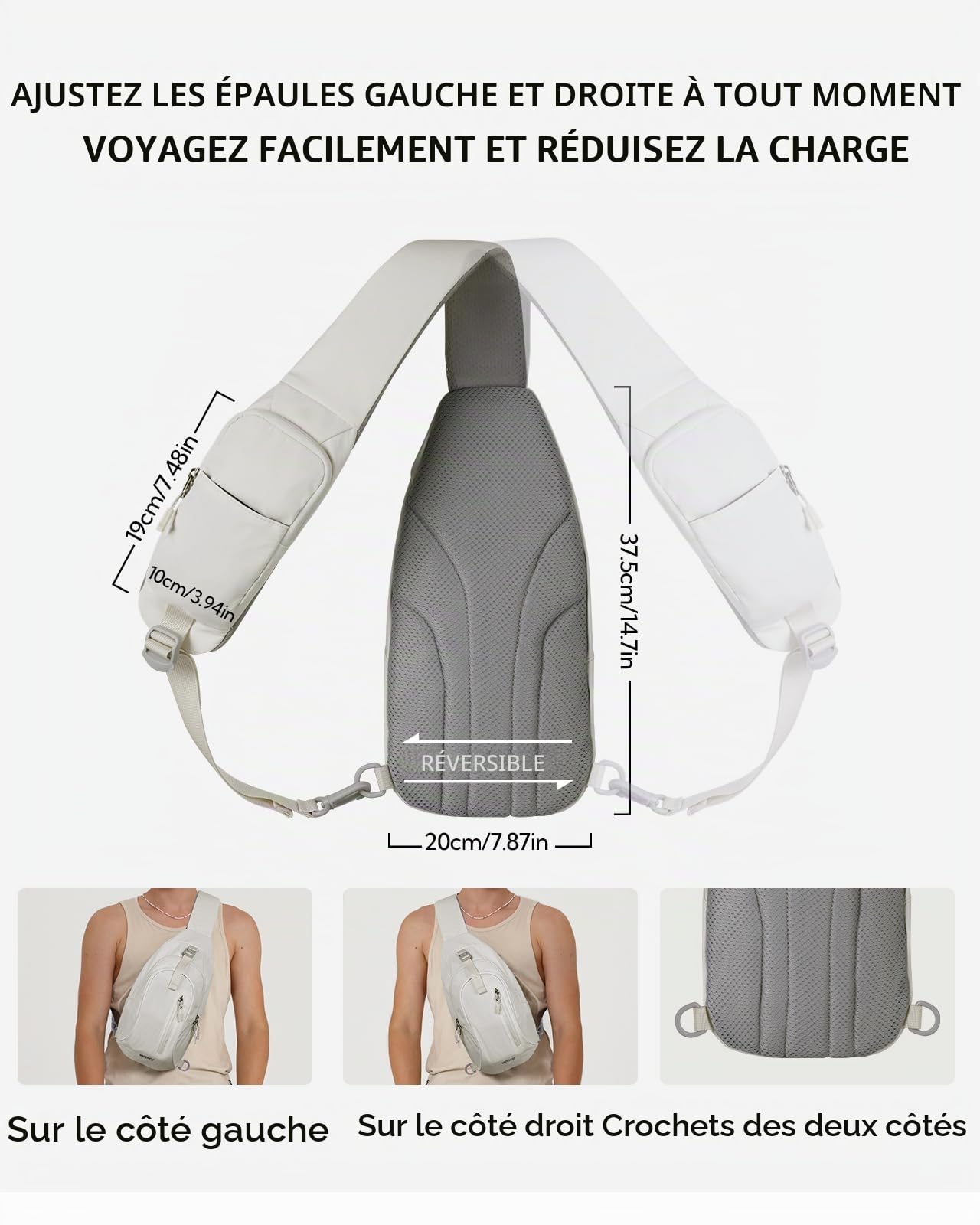 Waterfly Sac Bandoulière Homme Femme: Sac de Poitrine Sacoche Bandoulière Sac à Dos Petit pour Sport et Loisirs Randonnée Excursion Voyage