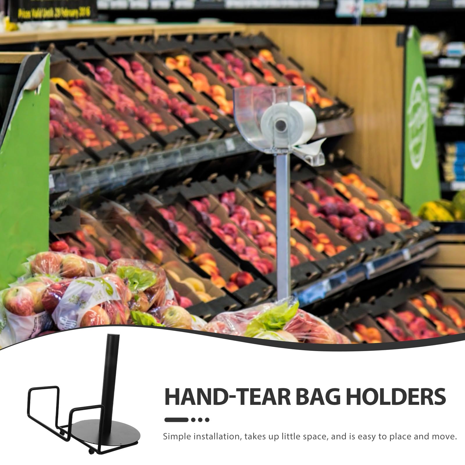 TOYANDONA Soporte para Rollos de Acero Inoxidable de Bolsas de Supermercado Dispensador Portátil y Conveniente Adecuado para Entornos de Supermercado y Retail