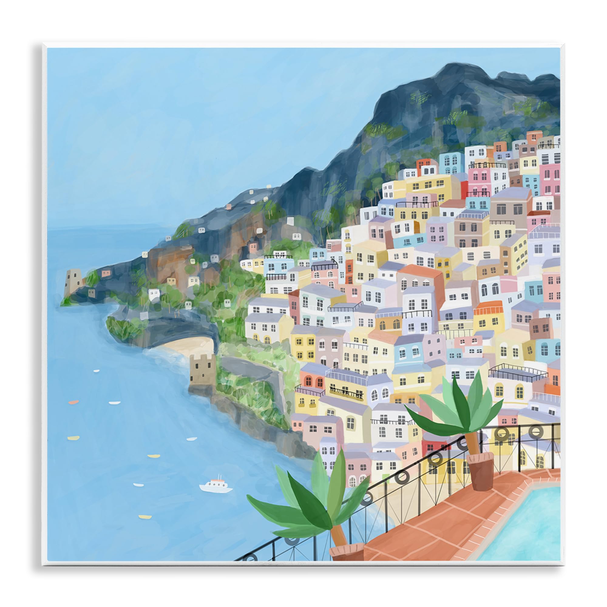 'Positano Cliffside Coastal City Architecture'| Wall Plaque Art