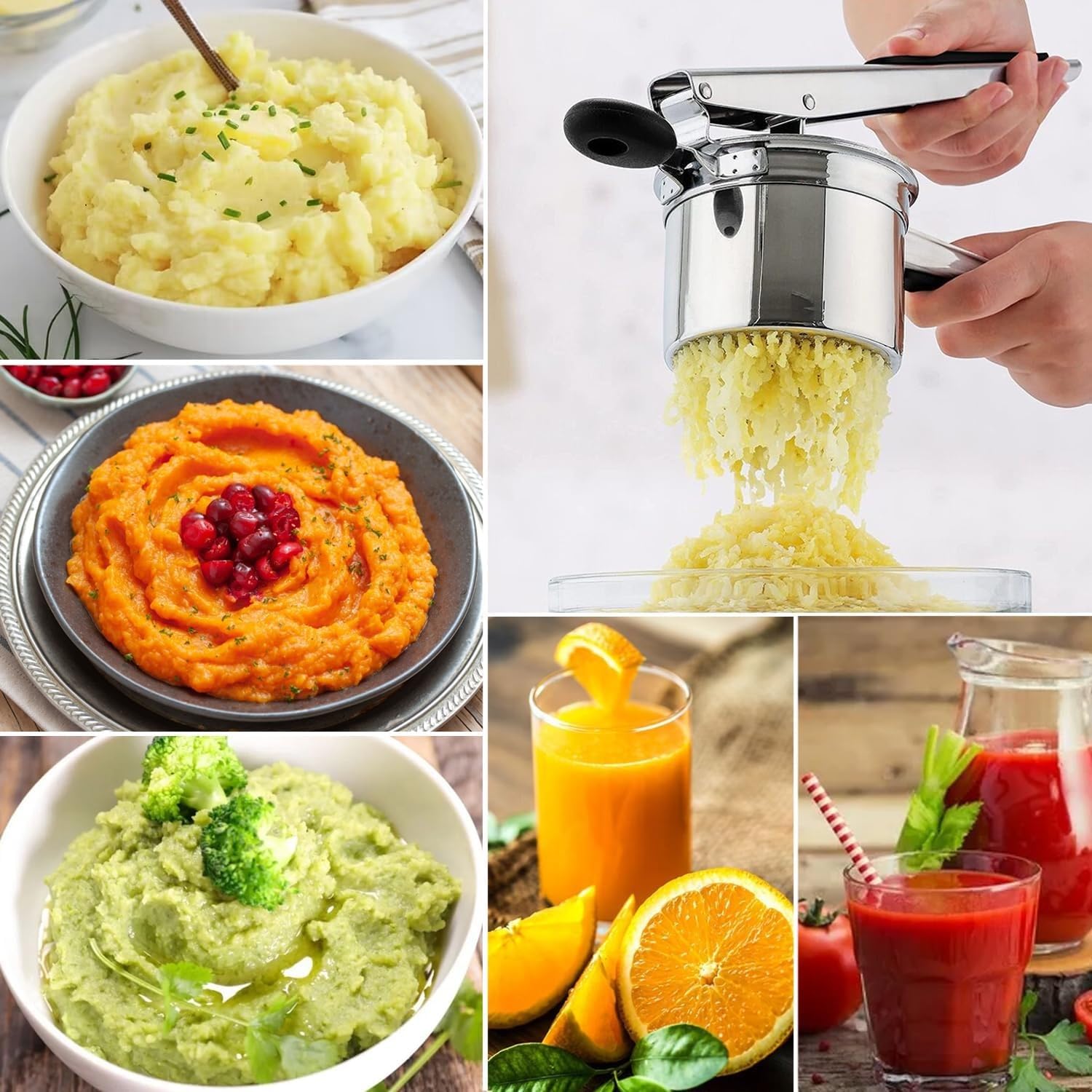 Potato Ricer, AITRAI Large 15oz Potato Ricer and Masher Heavy Duty Stainless Steel with 3 Interchangeable Discs for Smooth and Fluffy Mashed Potatoes, Puree, Fruit Juice, Baby Food - Image 6