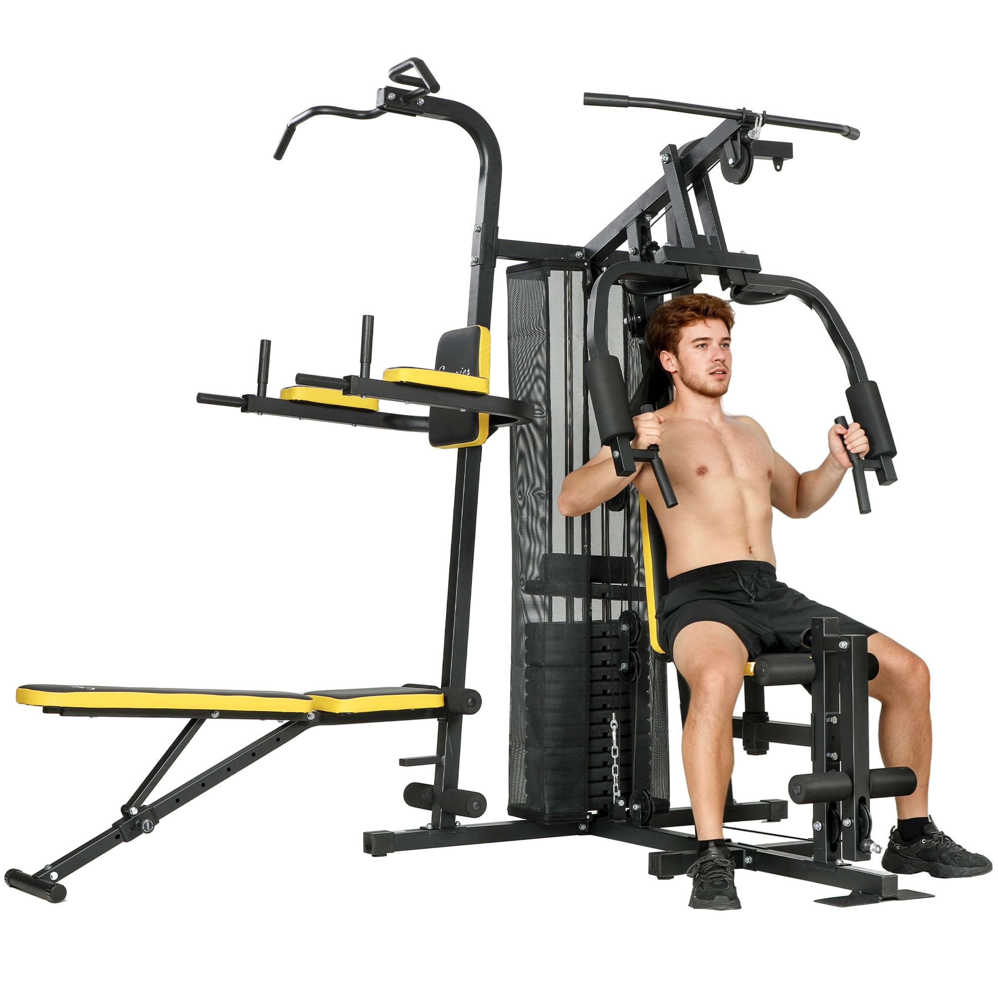 Soozier All-in-One Home Gym Machine System, Multifunctional Weight Machine with 152 lbs