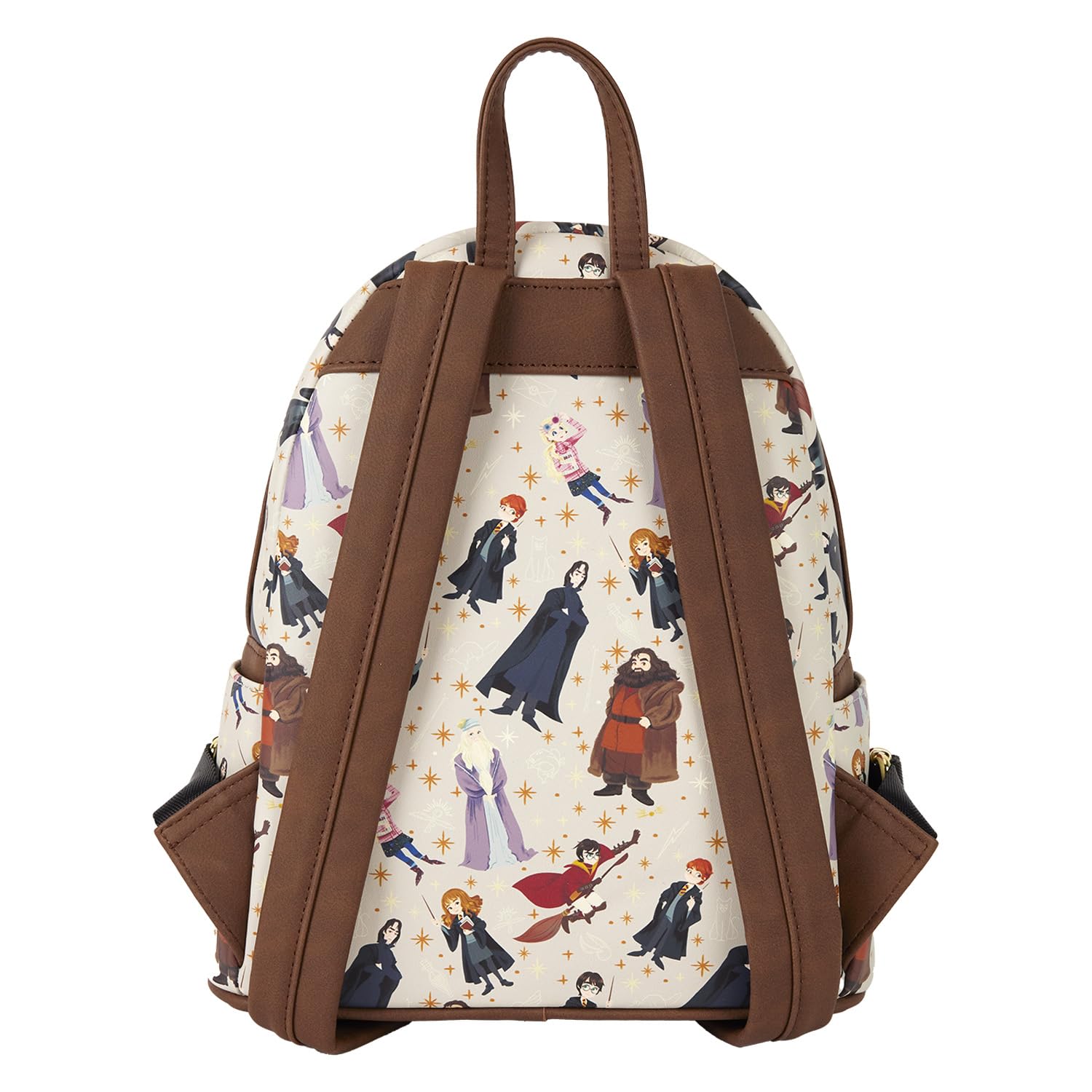 Harry Potter Loungefly Colorful Tan Backpack With Character Designs NWT Loungefly Harry Potter Hogwarts Crest Mini Backpack  main image 4
