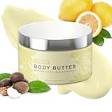 Body Butter with Shea Butter, Dead Sea Minerals & Vitamin E - Luxurious Moisturizer, Hydrating Cream, Cruelty-Free, Paraben-Free, 9 oz (Lemon)