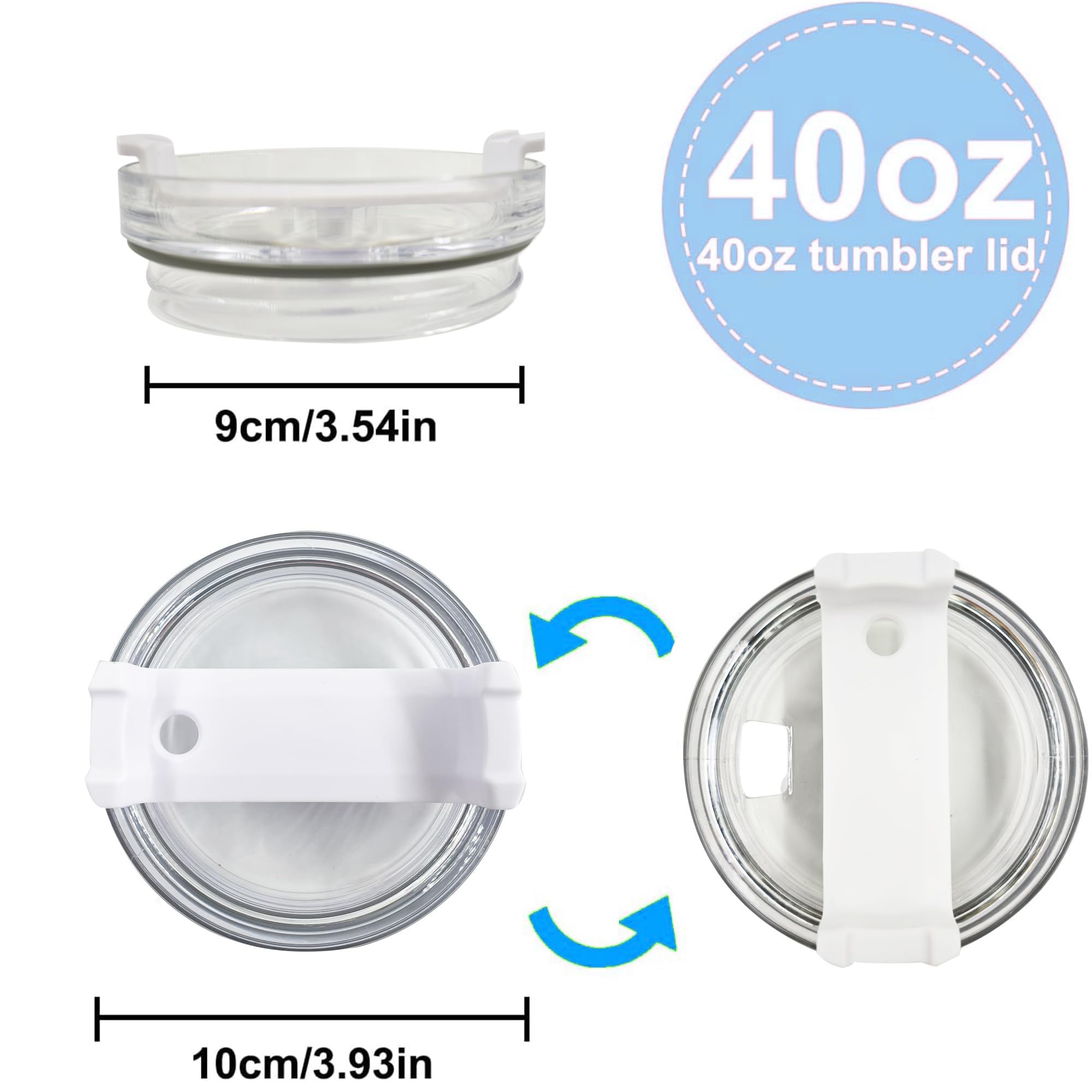 40 OZ Tumbler Lids for Stanley Cup, 2 Pack Replacement Lids Fit for Stanley Adventure Quencher,Replacement Spill Proof Splash Resistant Tumbler Lids, Reusable Tumbler Cover for Stanley (gray-white)