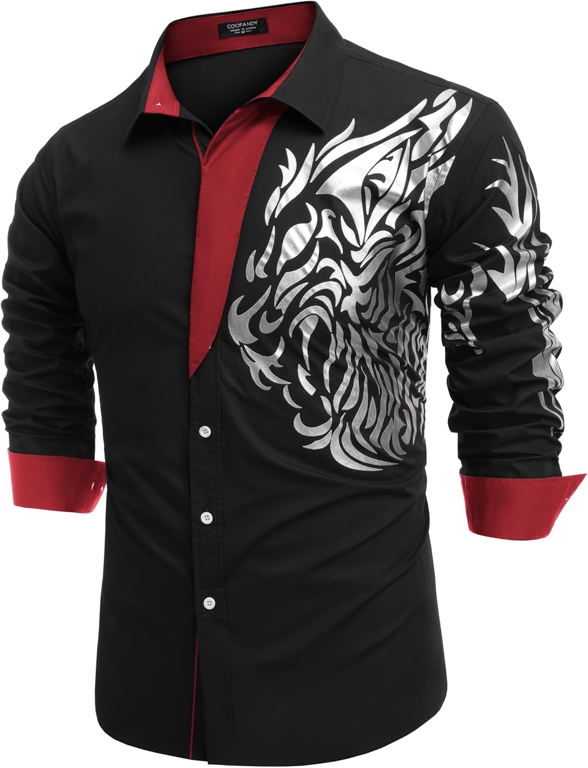 COOFANDY Men's Print Button Down Dress Shirt Fashion Long Sleeve Casual Shirts - Image 6