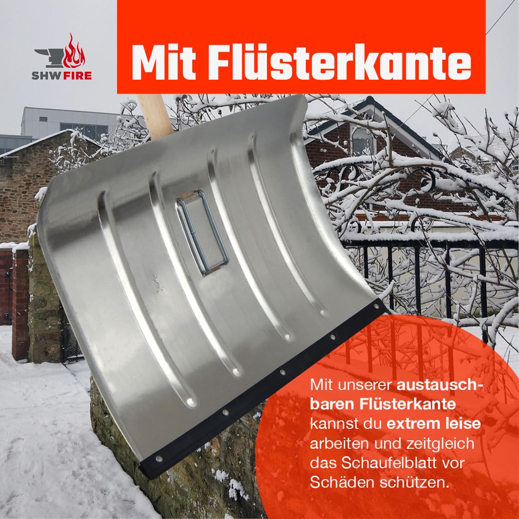 SHW-FIRE Alu-Schneeschieber 50 cm mit Flüsterkante und 150 cm Buchenstiel