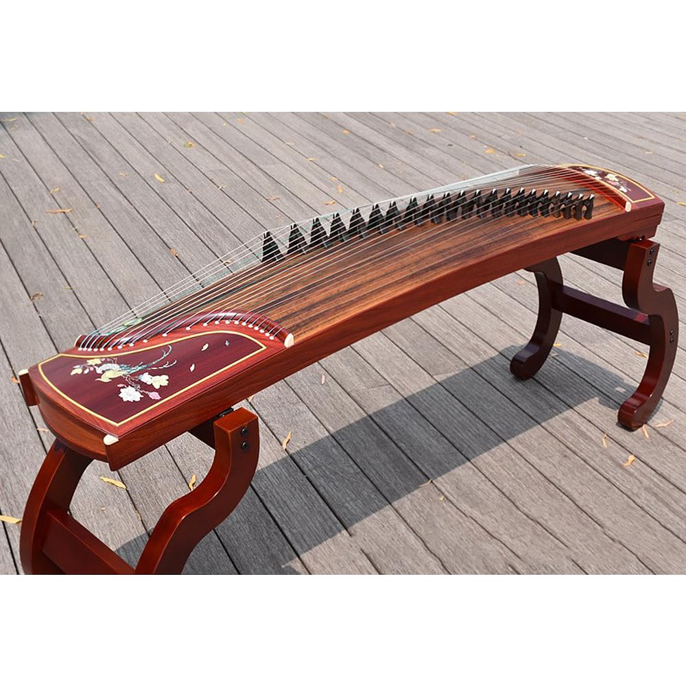 Stojak Guzheng z drewna sosnowego, odpowiedni dla Guqina o wysokości 163 cm | Solidne i trwałe, łatwe w montażu, antypoślizgowe nóżki i ażurowe rzeźbienie