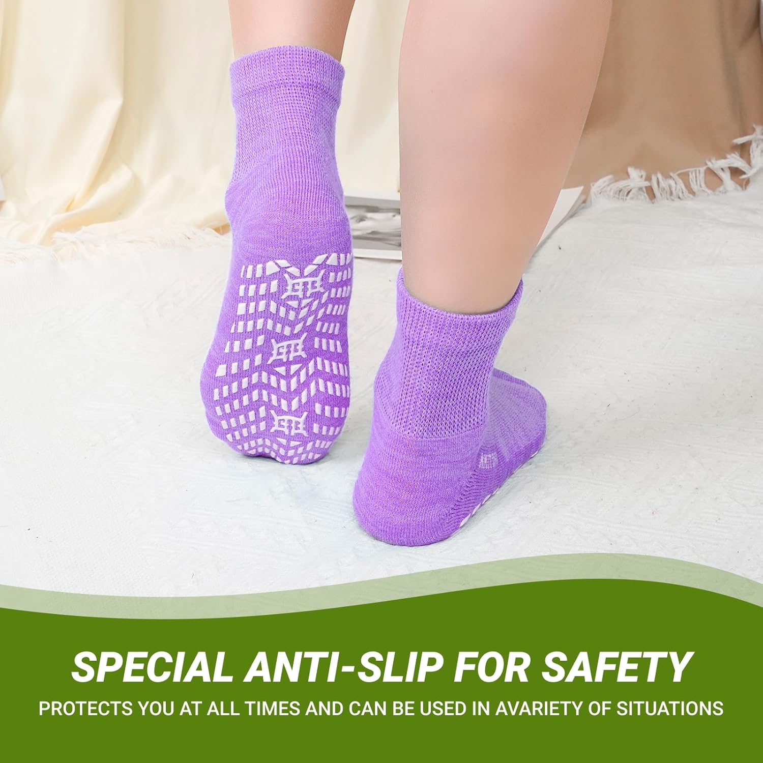 CaiDieNu Non Slip Diabetic Ankle Socks: Bamboo Viscose Non Binding Hospital Socks with Grip for Women Men Elderly Edema - Image 2