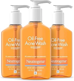 Neutrogena Oil-Free Acne Fighting Face Wash, Daily Cleanser with Salicylic Acid Acne Treatment, 9.1 Fl Oz (Pack of 3)