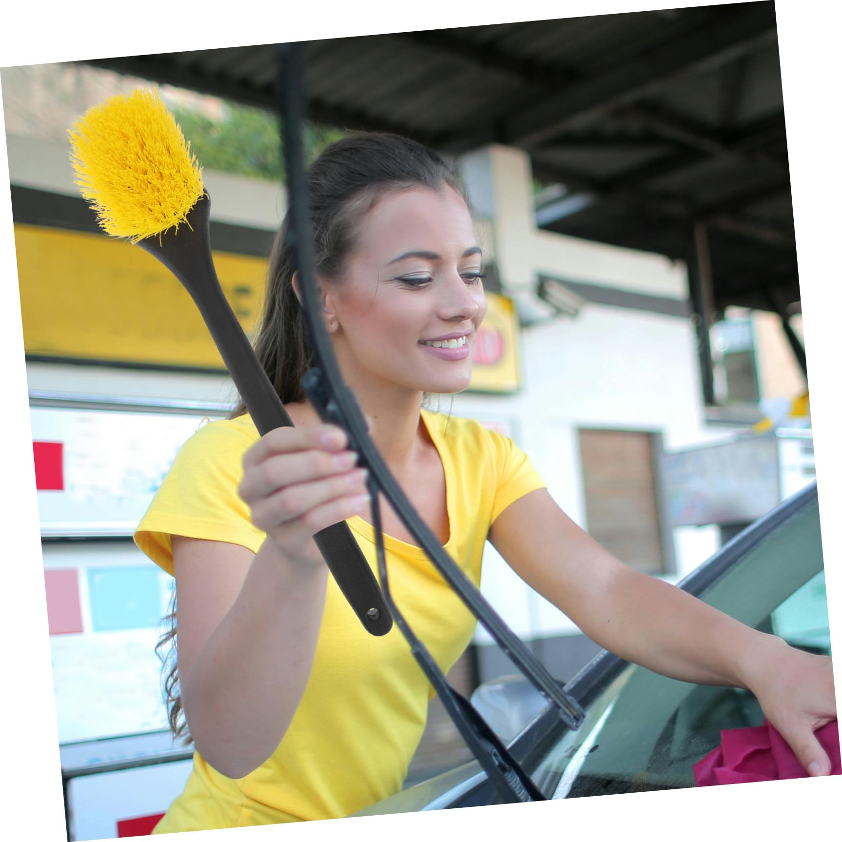 Operitacx 4 Pezzi Spazzola per Pneumatici Auto Manico Lungo Plastica | Cerchi e Gomme, Impugnatura Ergonomica, Uso Doppio, Lavaggio e Detailing Dell'auto
