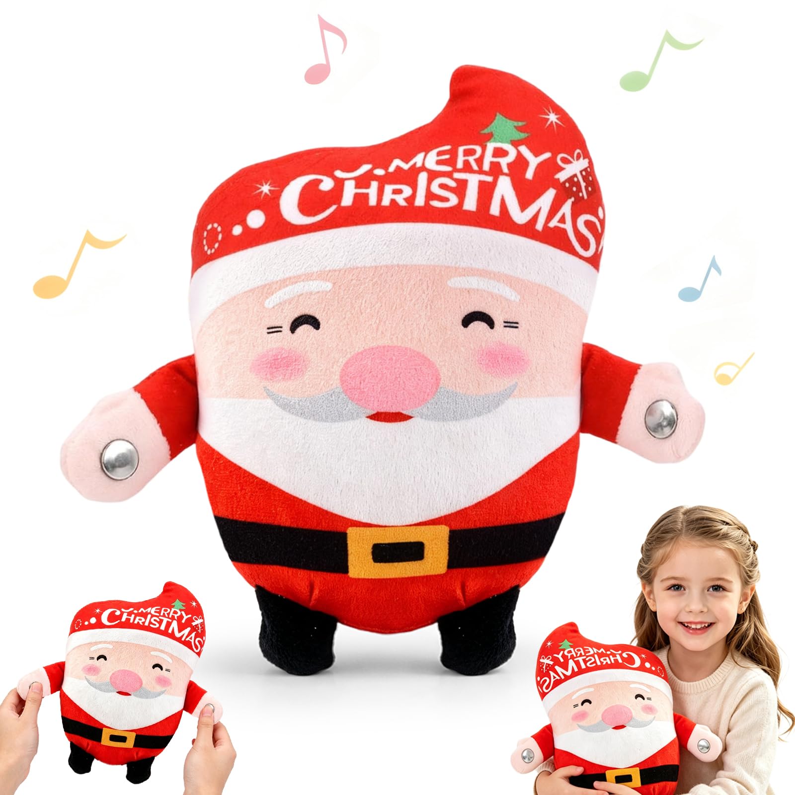 Interactive Music Plush Toy, Touch Sensor Musical Stuffed Fruit Toy (Santa)