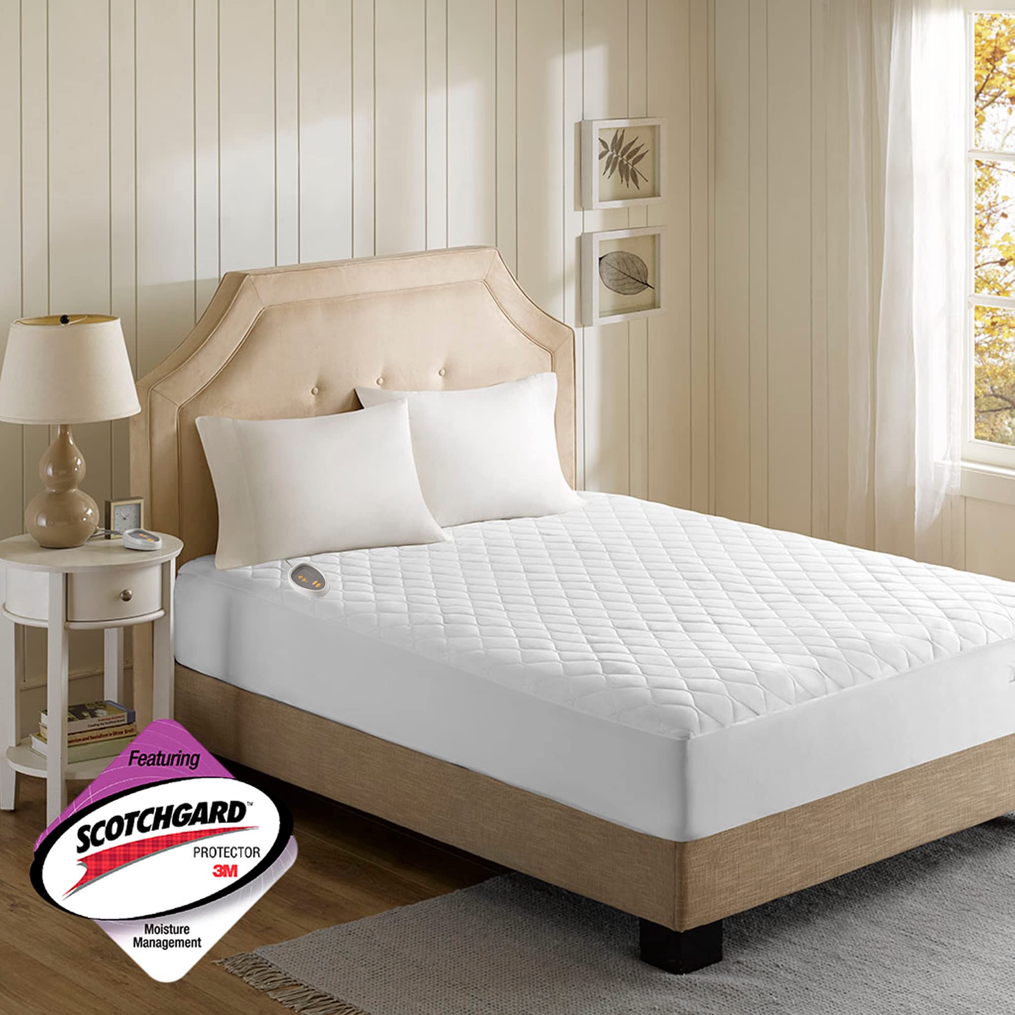Amazon.com: Beautyrest 3M Scotchgard Heated Mattress Pad - Electric Bed  Warmer with 5 Heat Settings, 10 Hr Auto Shut Off Timer, All Around Elastic  Deep Pocket, UL Certified, Machine Washable, White Queen :