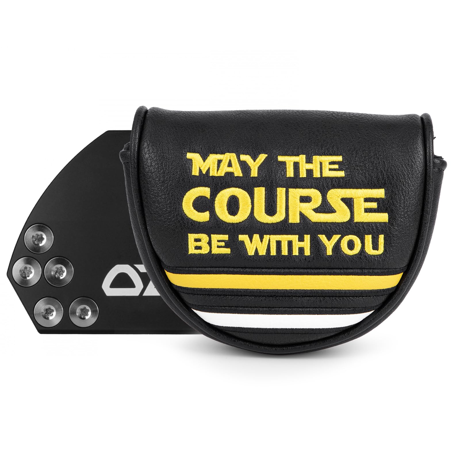 Golf Mallet Putter Cover, May The Course Be with You Magnetic Closure Premium Leather Headcovers Golf Mallet Putter Cover Fits for Golf OZ1 MEZZ 1