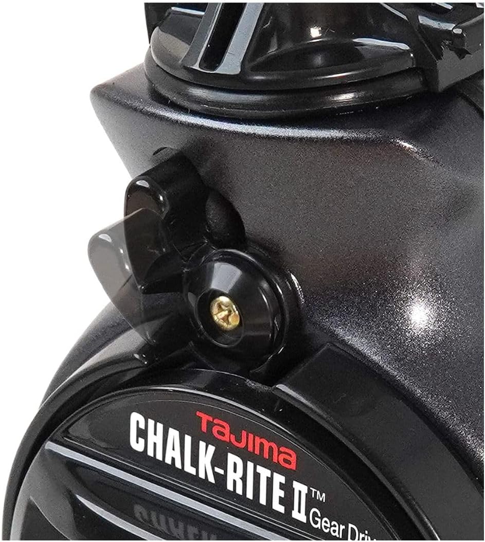 TAJIMA Chalk Line - Chalk-Rite II Chalk Box with Extra Bold 1mm Snap Line & Five Gear Quick Retrieval - CR201C-CPI