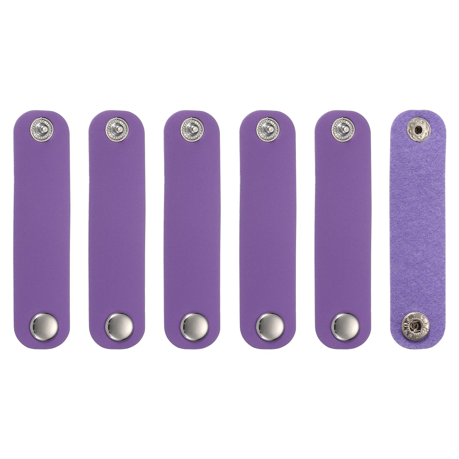 sourcing map 6 Pcs PU Leather Scarf Buckle, Silk Scarf Clip Ring Bandana Slides Clasp with Snap Button for Women Clothing Tie Ribbon Neckerchief Shawl Decoration, Purple