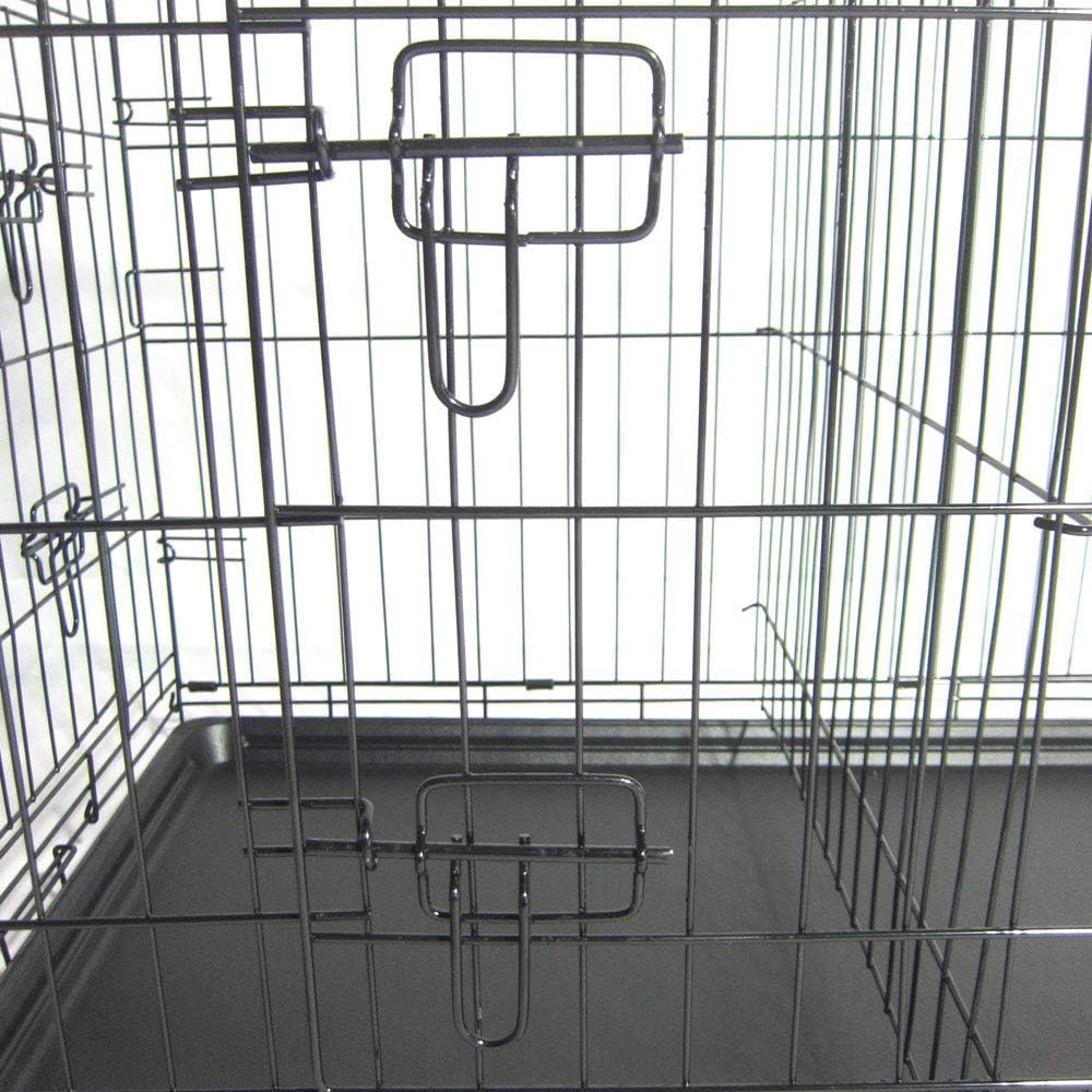 LEADZM Cage Chien Pliable, Chenil pour Chien avec Cloison, bac en Plastique et 2 Portes, XXXL (121 x 74 x 81 cm), Cage de Transport Chien, Lapin, Chiot et Animaux Domestique, en Metal, Noir