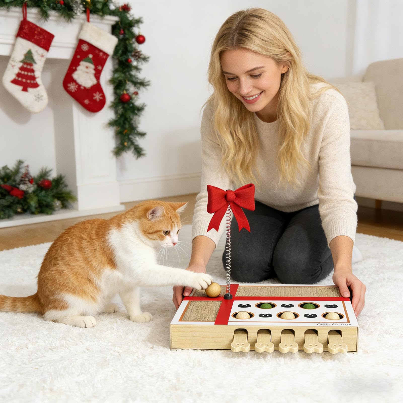 Generisch Katzen Puzzle Spielzeug Interaktives Kratzbrett Mit Hüpfbällen
