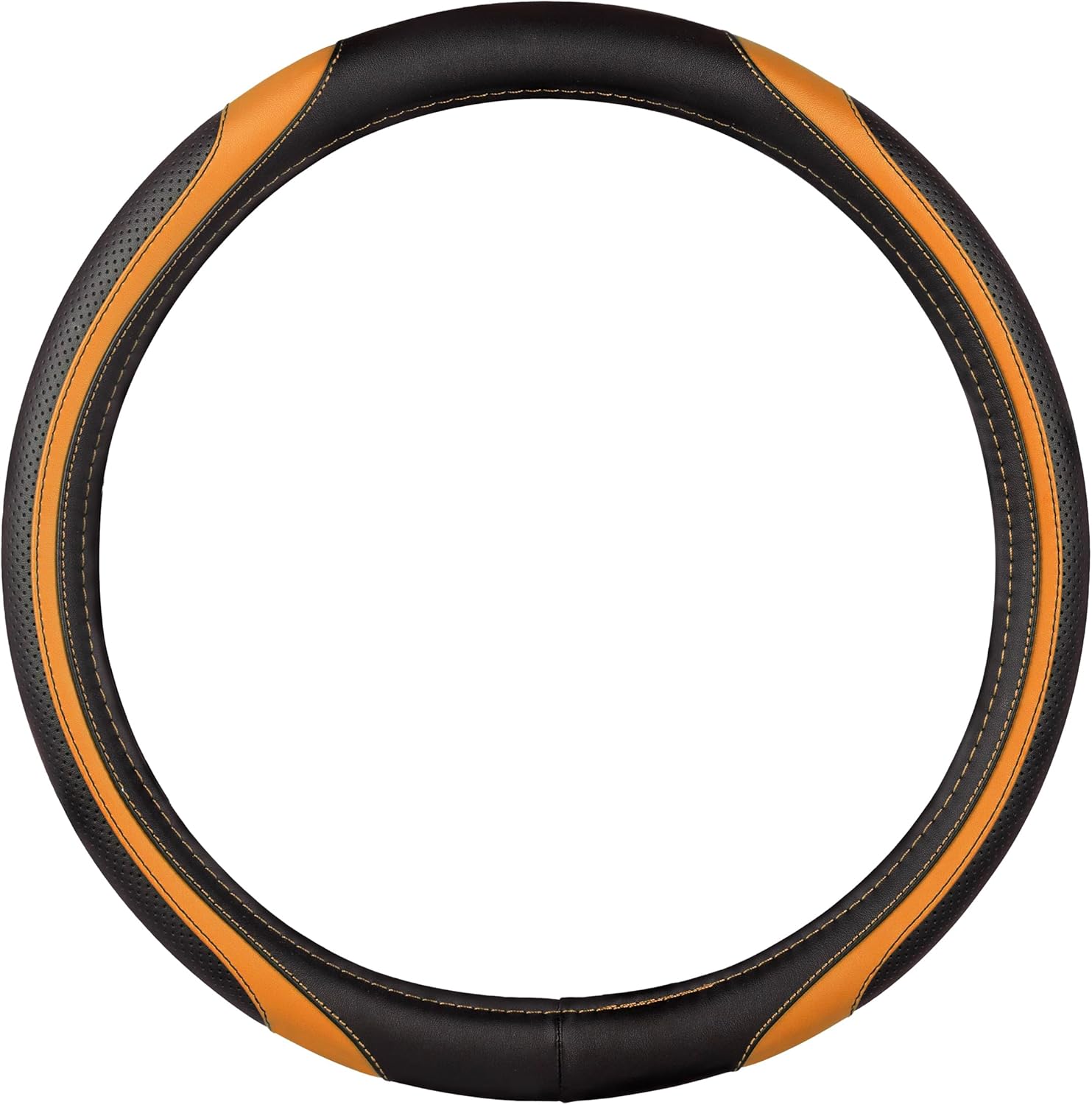 Custom Accessories Sport Steering Wheel Cover, Car Steering Wheel Cover, Vegan Leather Steering Wheel Cover, Black Steering Wheel Cover, Interior Car Accessories - Black/Orange