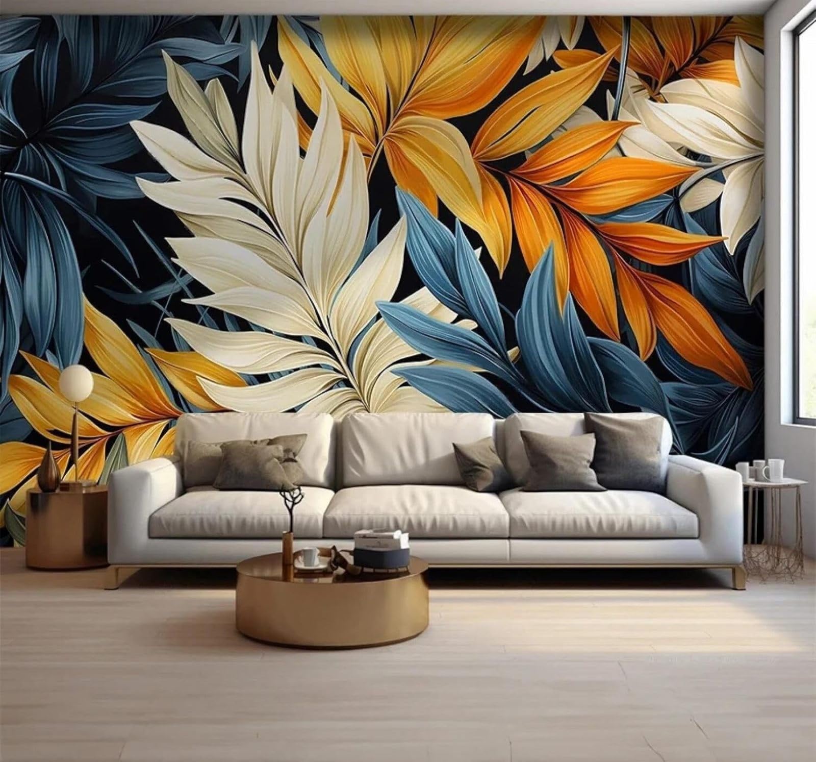 XLMING Vintage Hand Drawn Watercolour Leaves Art 3D Wallpaper Luxury Home Dining Decor Paste Sofa Living Room The Wall for Bedroom Mural-350cm×256cm
