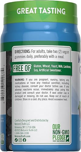 Vista 7 de Nature's Truth Gomitas de glicinato de magnesio para adultos 200 mg 60 unidades Suplemento vegano, sin OMG y sin gluten Sabor a uva