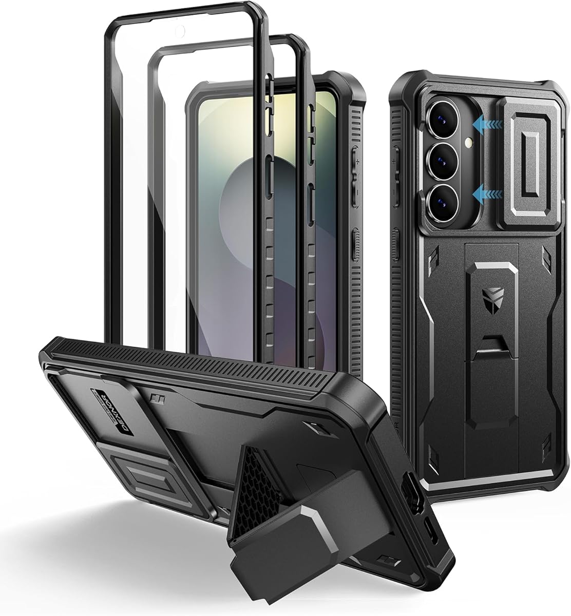 Dexnor for Samsung Galaxy S26 Ultra Case with Upgraded Slide Camera Cover & 2 Front Frames & Built-in Screen Protector & Kickstand, Heavy-Duty Rugged Case Full-Body Protective Cover(2026),Black