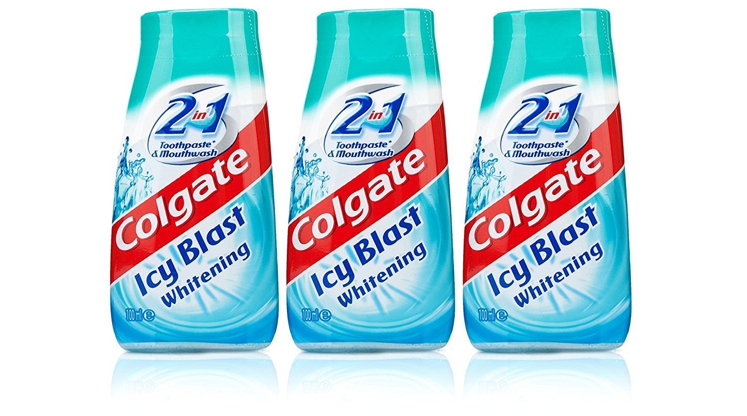 3X 2 in 1 Toothpaste & Mouthwash ICY Blast Whitening 100ml Travel Size