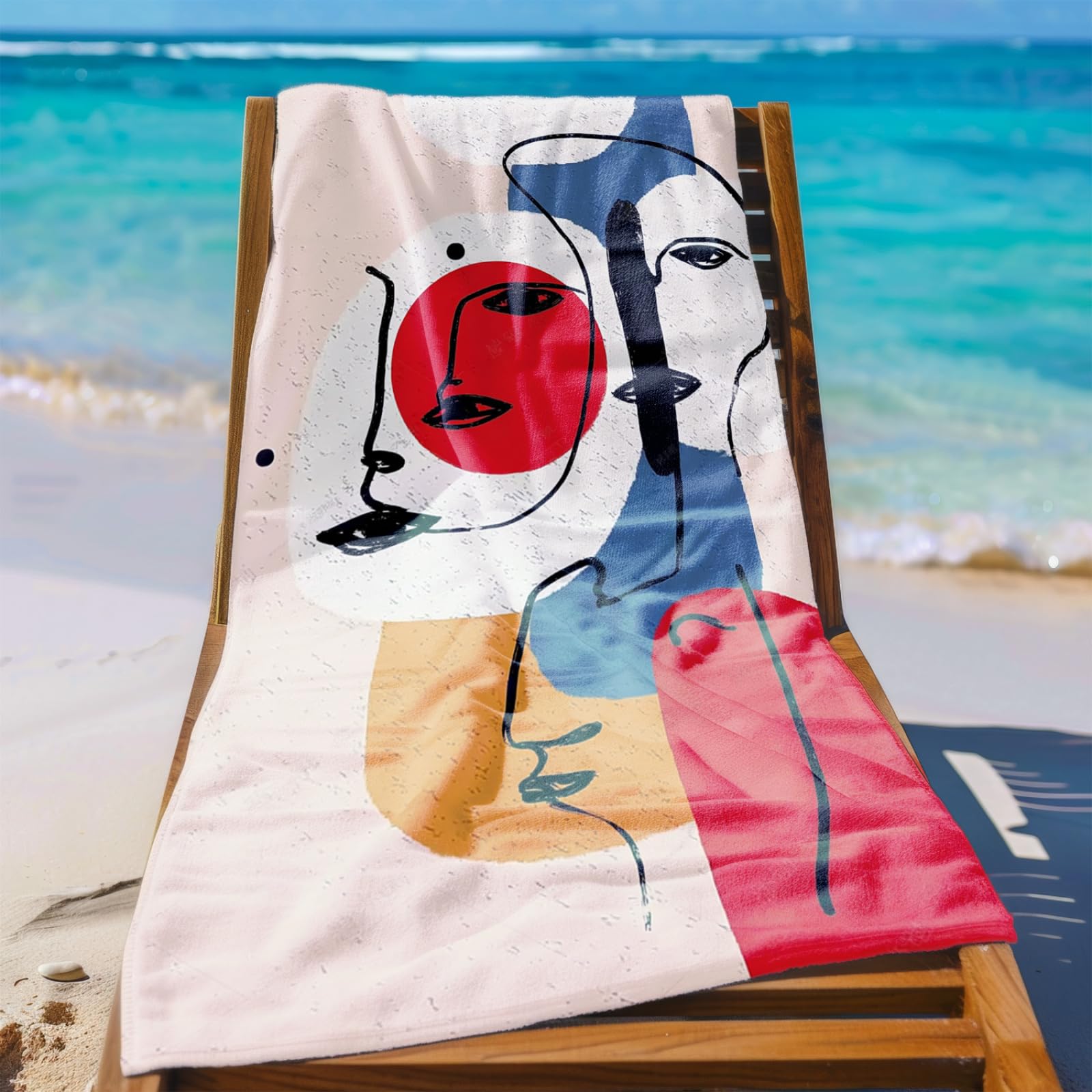 Generisch XXL Strandtuch Microfaser 180 X 90 Rot Blau Gelb Muster Strandhandtuch Groß Kompakt Und Sandfest Schnelltrocknend Reisehandtuch Für Den Strand Gym Travel Sauna
