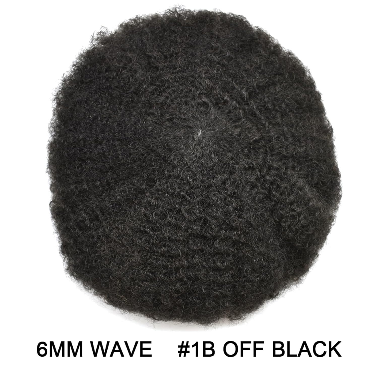 Hair Unit for Black Men Afro Toupee Curly Hair Replacement System Hair Piece African American Man Hairpiece (1B# Natural Black, 6MM Afro Wavy)