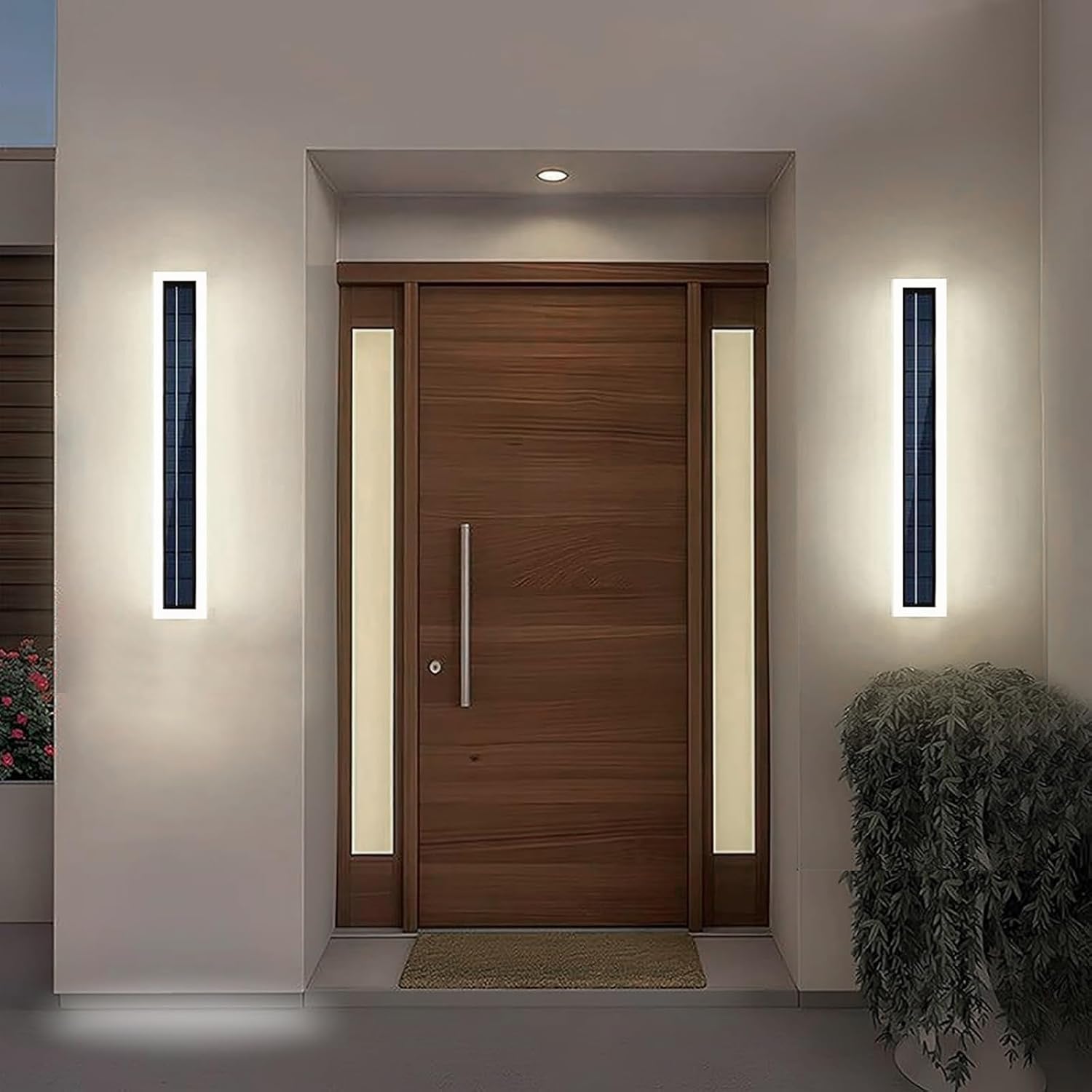 Solar Wall Lights Outdoor Waterproof LED 40CM Long Wall Lighting Fixture Mounted Acrylic Lampshade Dusk to Dawn 8W Wall Mount Light IP65 Wall Lamps for Porch Patio Front Door Entryway