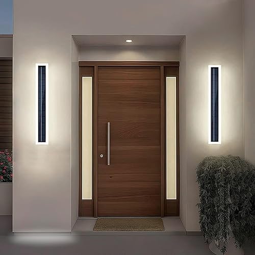 Miniatura 7 de Luces solares de pared LED impermeables para exteriores, 15.7 in de largo, pantalla de acrílico montada del atardecer al amanecer, 8 W, lámpara de