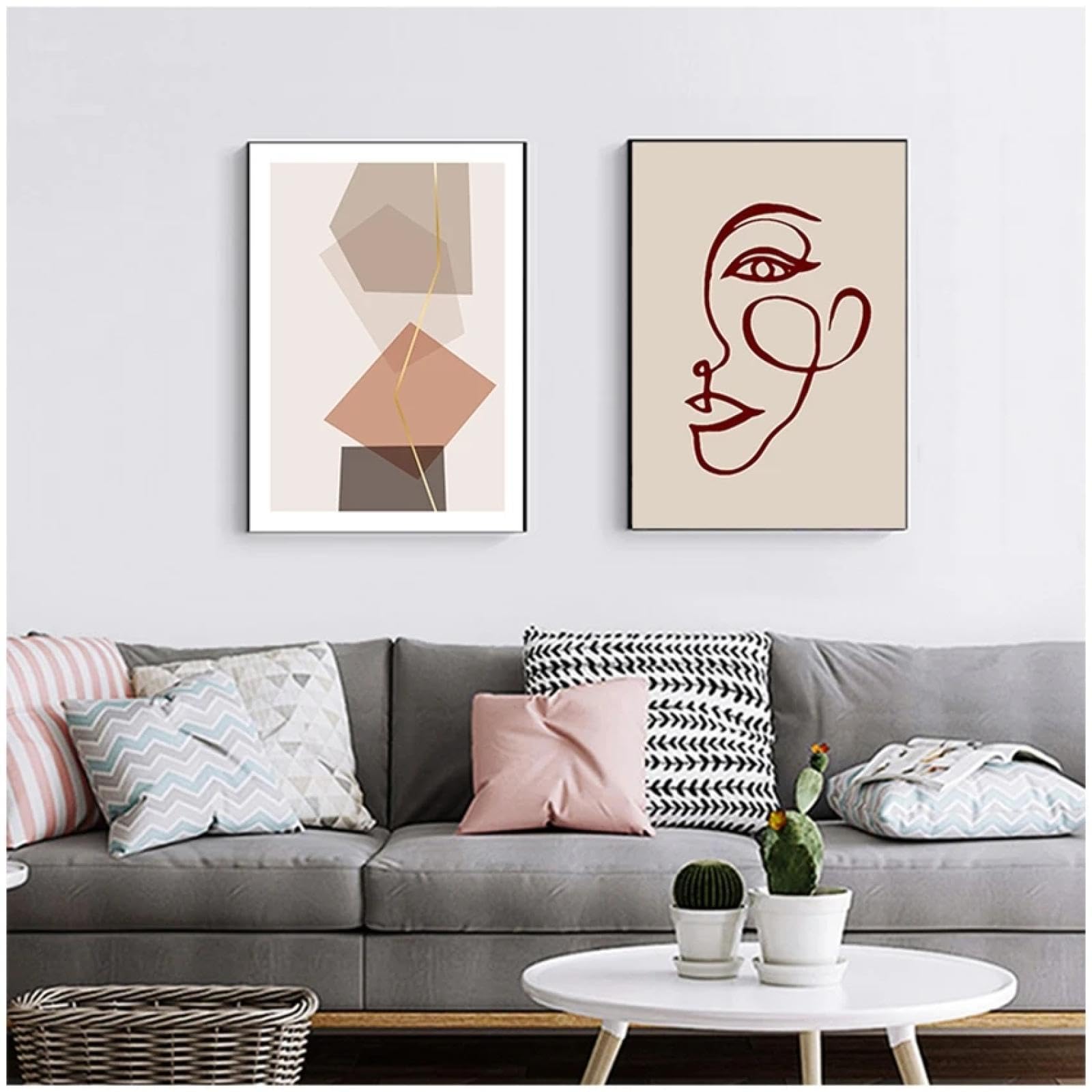 Art décoratif photos 60x90cm de visage minimaliste et affiche pour salon - 8