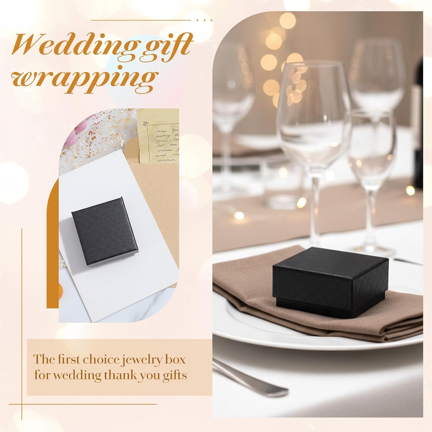 96 Pcs Jewelry Ring Gift Box 2'' x 2'' x 1'' Cardboard Earring Ring Boxes Small Black Gift Box with Velvet and Sponge Liner Pendant Case Bulk for Necklace Bracelet Earring Display Wedding Christmas