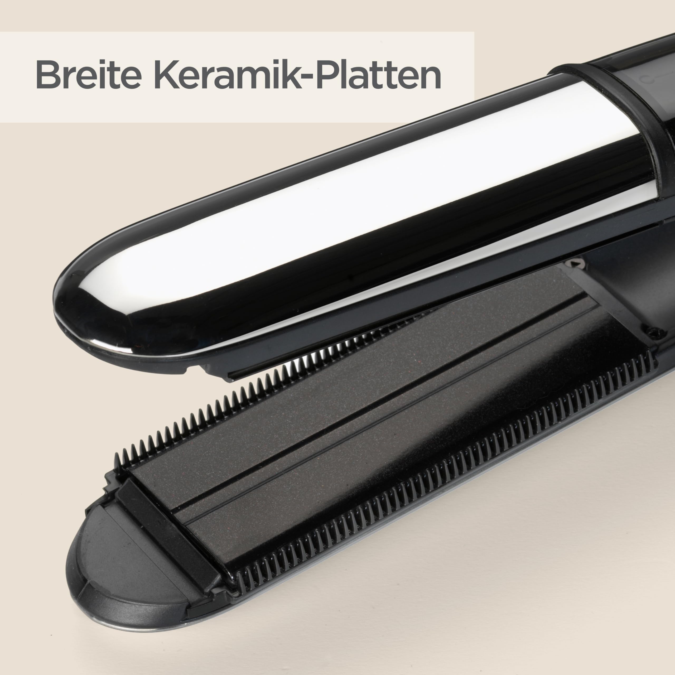 BaByliss Steam Shine – Dampf‑Glätteisen mit XL Turmalin‑Keramikplatten für schnelles, müheloses Glätten, Ionische Anti‑Frizz‑Funktion für glänzendes & geschmeidiges Haar, ST496E