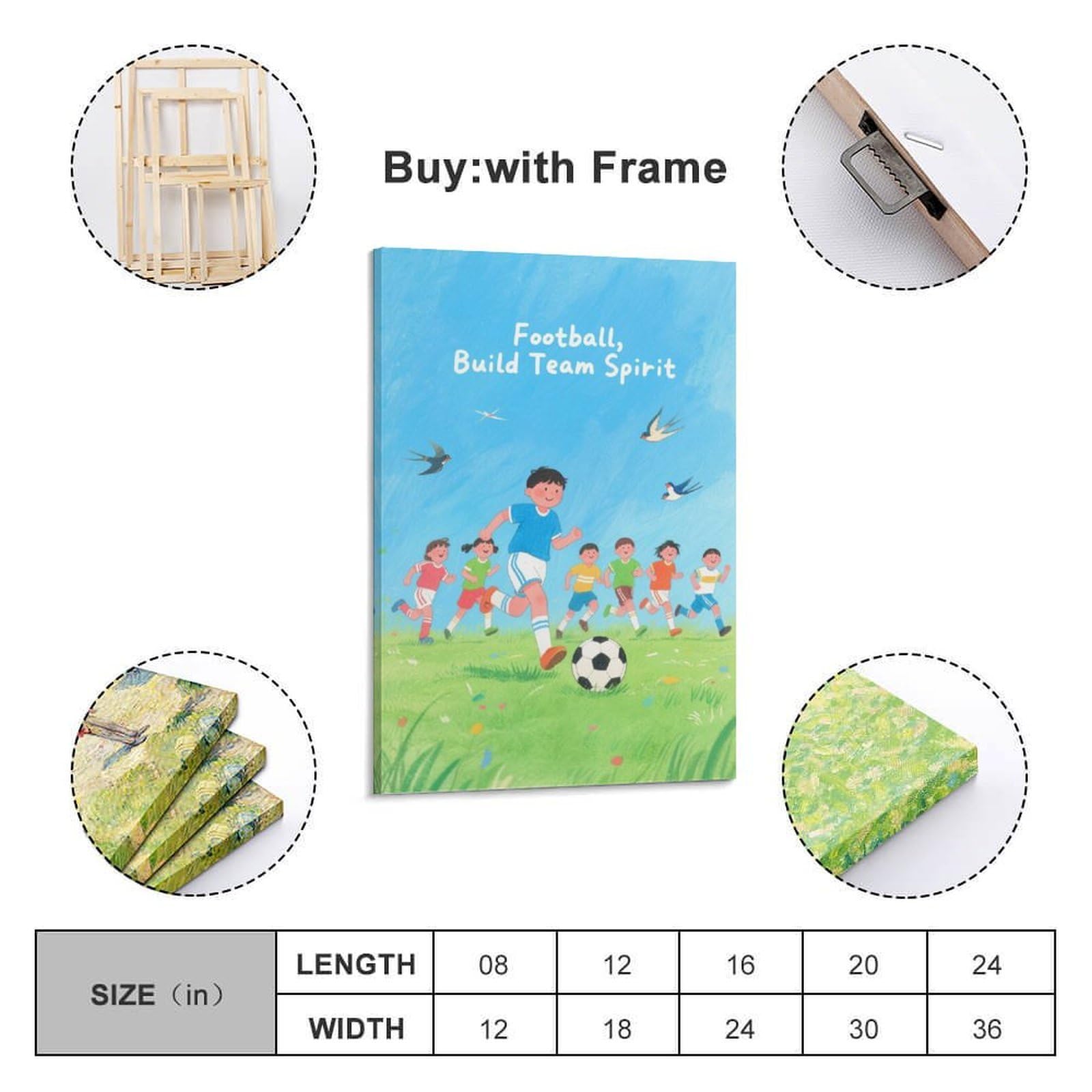 XKUGA Poster decorativo da parete con motivo della squadra di calcio spirituale, poster decorativo da parete per bambini, stampa artistica su tela, poster decorativo per camera da letto, 40 x 60 cm