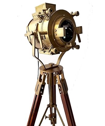 USEW Handmade Vintage Studio Aluminium Spot Light with Two Fold Tripod Stand & Indian Standard Wiring System