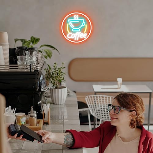 Miniatura 8 de Letrero de neón de barra de café para pared, letrero de cafetería para cafetería, estación de café, taza de café, decoración artística para
