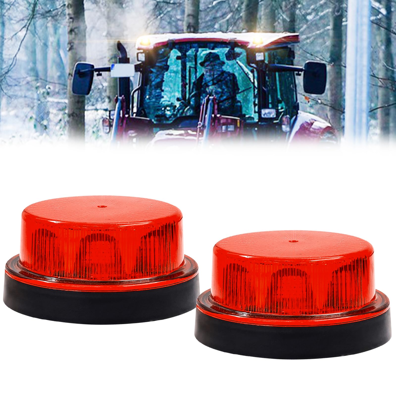 Mini Gyrophare d'avertissement LED Rouge, 12V 24V LED Clignotant Phare Lampe d'Avertissement Éclairage Ampoule Stroboscopique, 2pcs