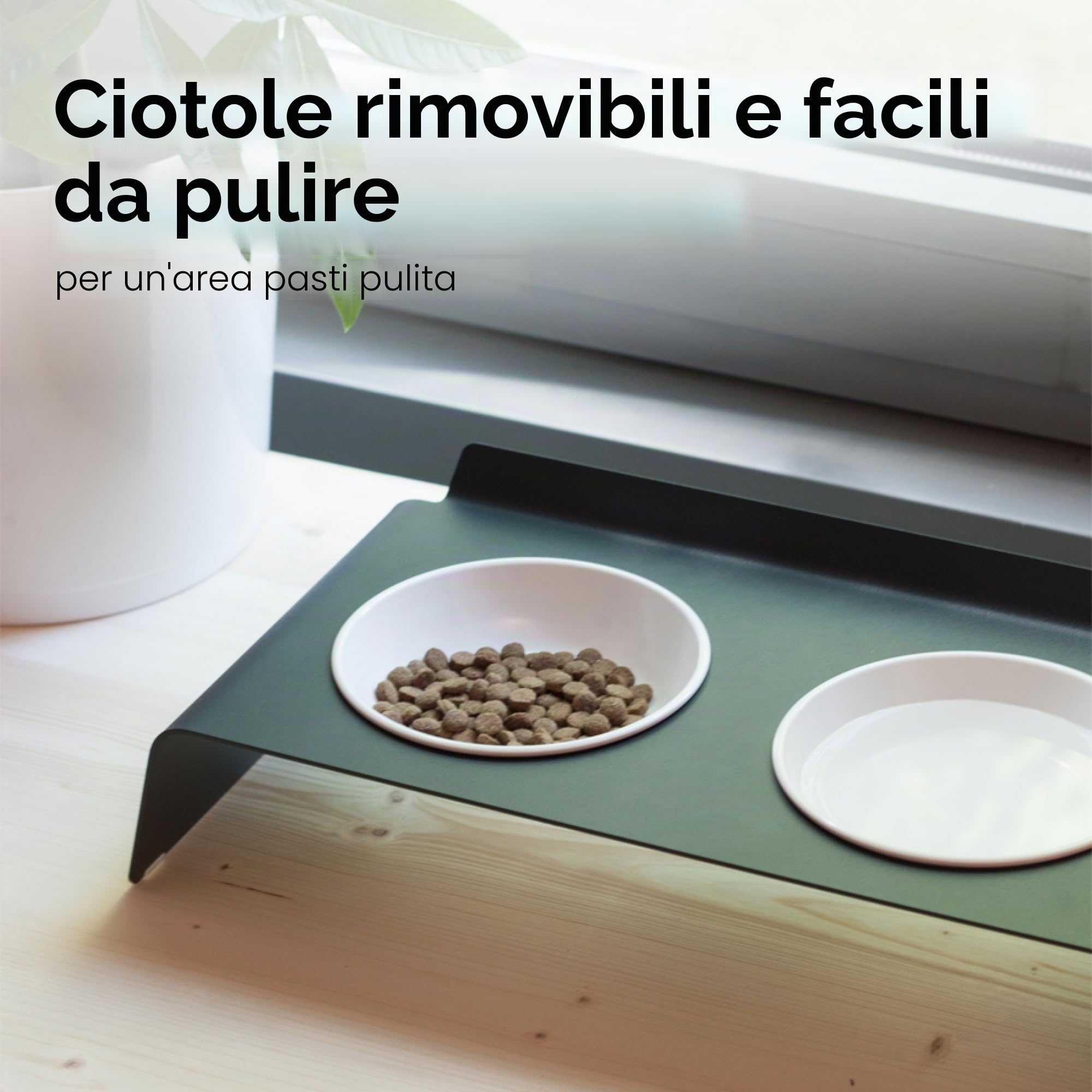LucyBalu® Dine Doppia mangiatoia per gatti in metallo I Antracite
