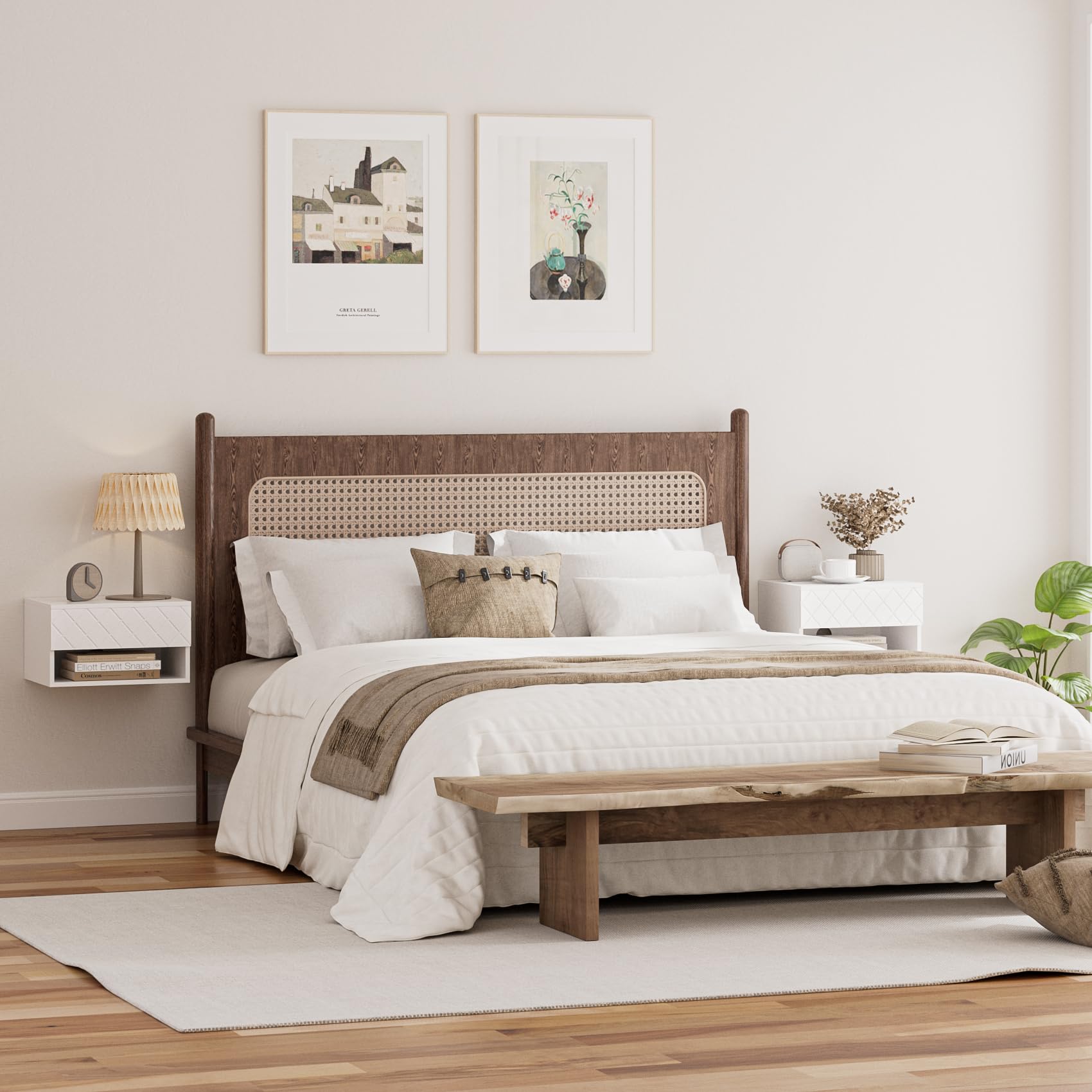 HEYZOEY Table de Chevet Flottante Moderne - Petite Table de Nuit avec Tiroir - Étagères pour Chambre à Coucher, Salle de Bain - Diamant Blanc
