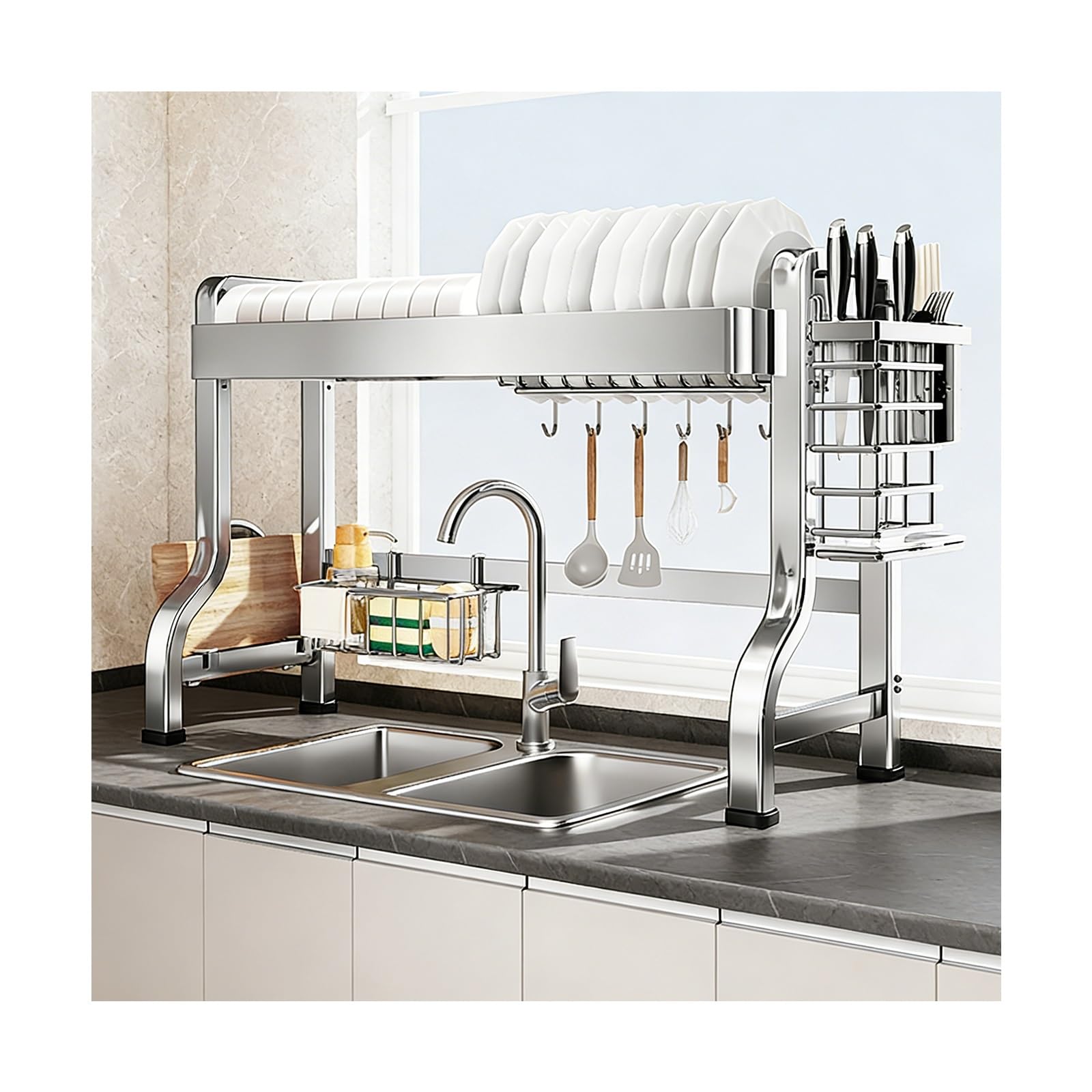 NBMfdSRY plate rack, Drainers for Kitchen Counter Space-Saving Design Standard Size 79CM/31.1in & Stylish
