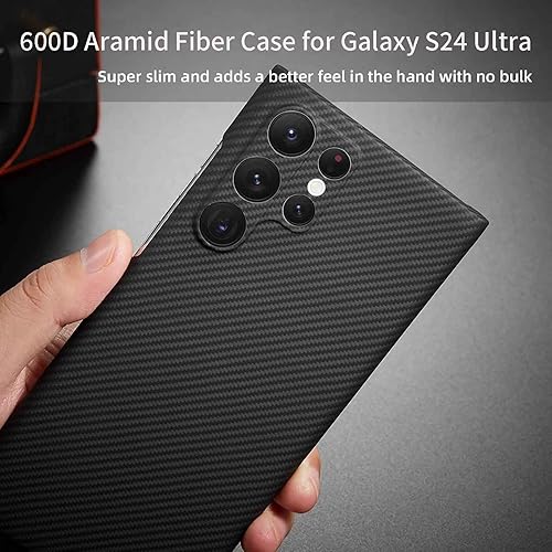 Miniatura 9 de Sisyphy Funda súper delgada para Samsung Galaxy S23 Ultra de 6.8 pulgadas, funda protectora de fibra de aramida real, suave al tacto, resistente al