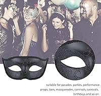 Vista 8 de IETANG - Antifaces venecianos para parejas, baile de máscaras, accesorios de disfraz o fiesta, 1 par Negro