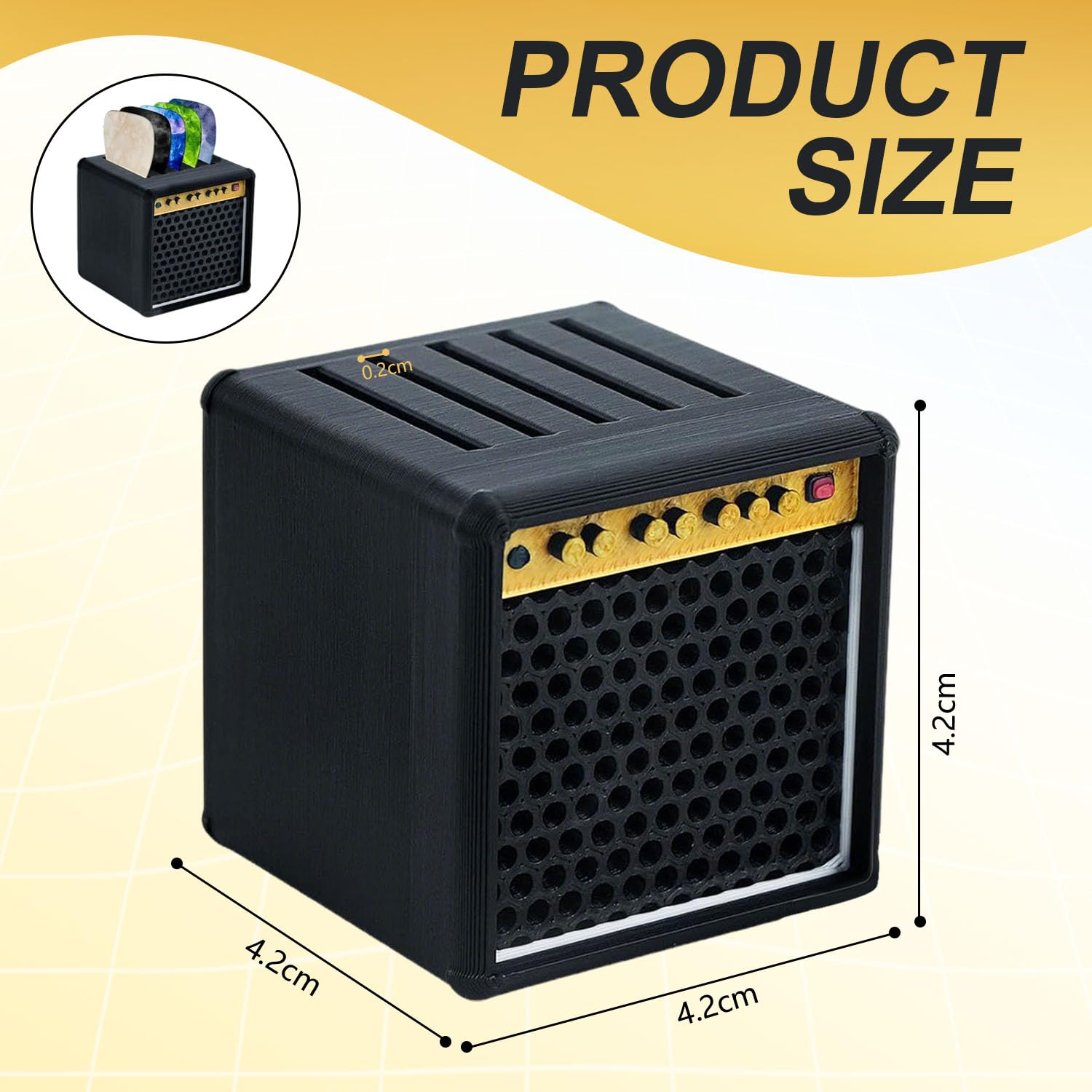 Caja de almacenamiento para púas de guitarra, Ecológico PLA Portapúas de guitarra, Mini Portapúas de guitarra, Impresión 3D Altavoz Portapúas, Regalo para amantes de la música, para guitarristas