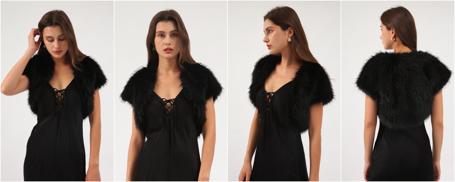 Giacca Da Sposa In Pelliccia Sintetica – Bolero Corto A Maniche Corte, Scollo Rotondo, Aperto Davanti, Perfetto Per Matrimoni E Serate