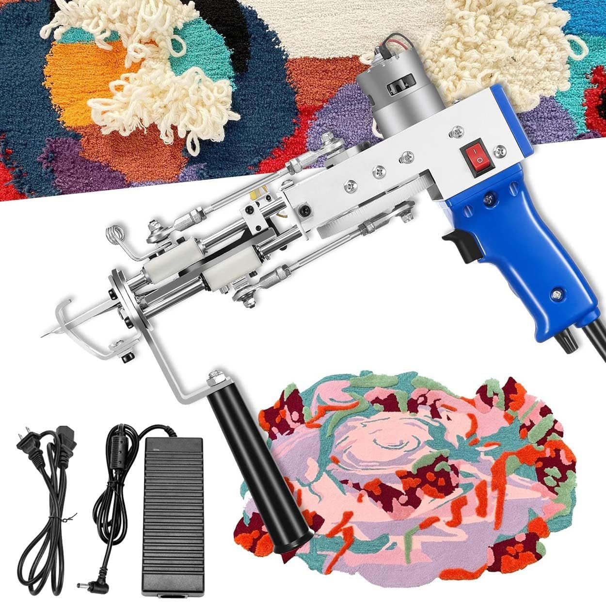 Tufting Gun, Cut Pile Rug Carpet Weaving Flocking Kit, Electric Carpet Weaving Machine,Handheld Carpet Tufting Gun, 5-45 Stitches/s High Speed Rug Gun, for Handmade DIY Beginners