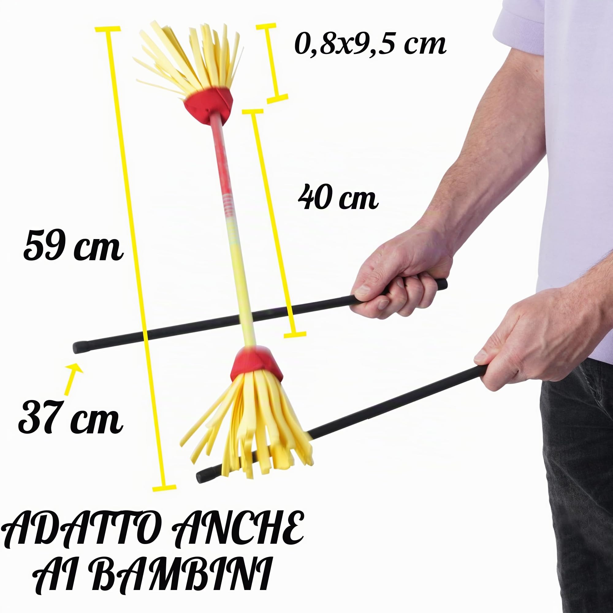 Diabolo Freizeitsport Flowerstick PRO Short (Giallo-Rosso), Giocoleria con Bacchette, Attrezzi da Giocoleria, per Avanzati